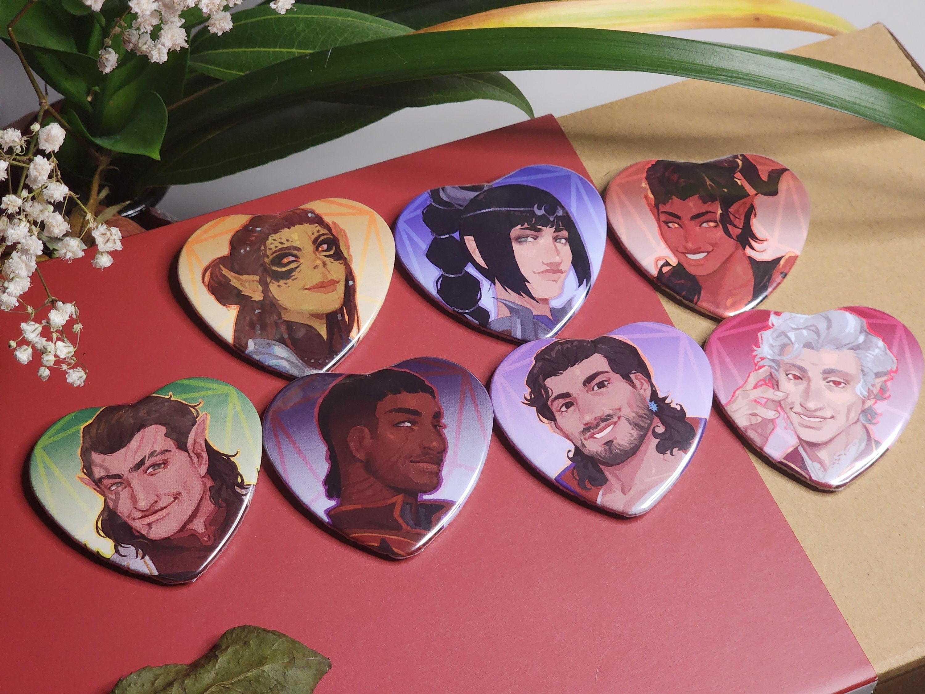 Baldurs Gate 3 Heart Button Pins