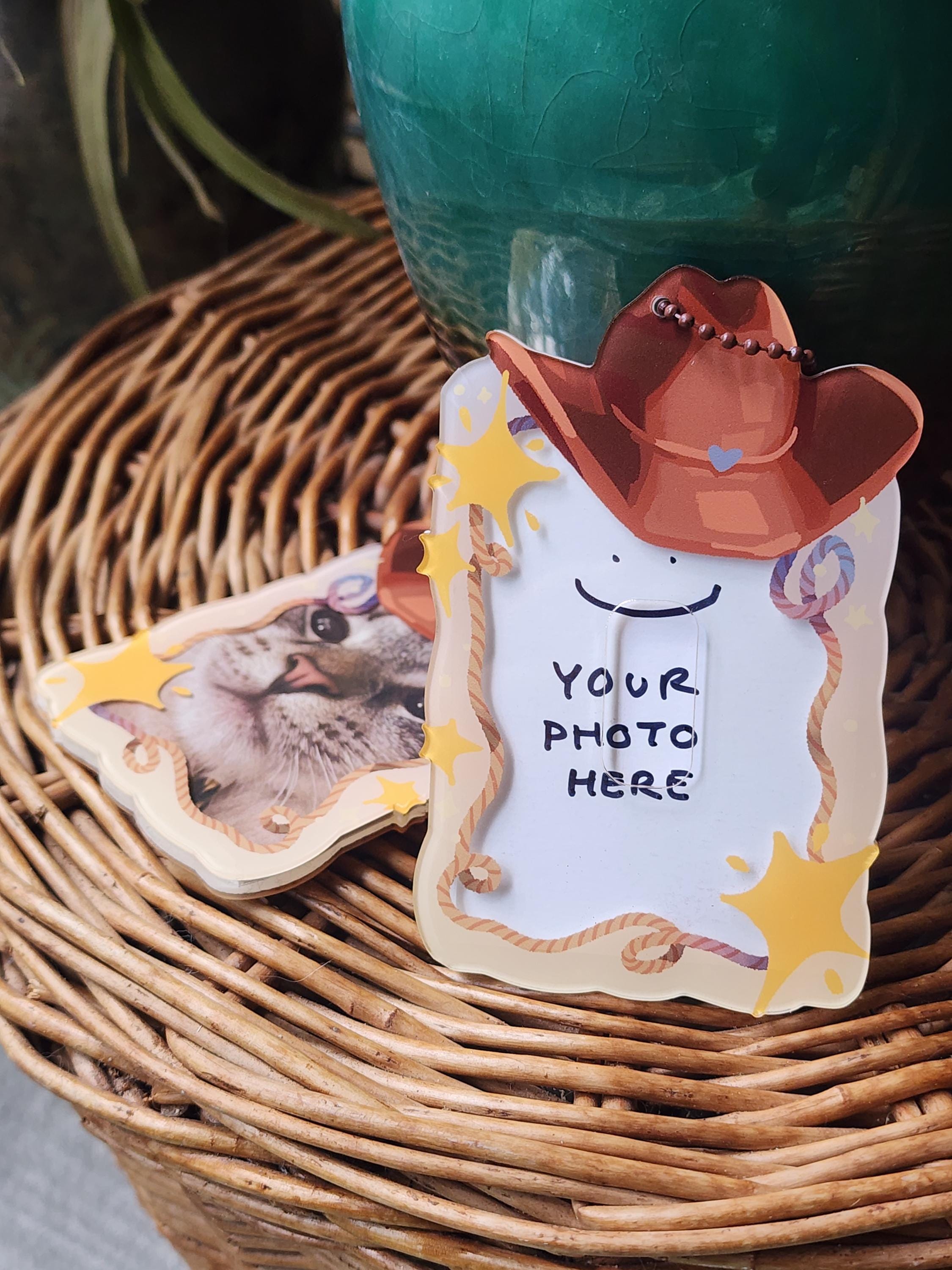 Cowboy Photo Card Holder Keychain Charm