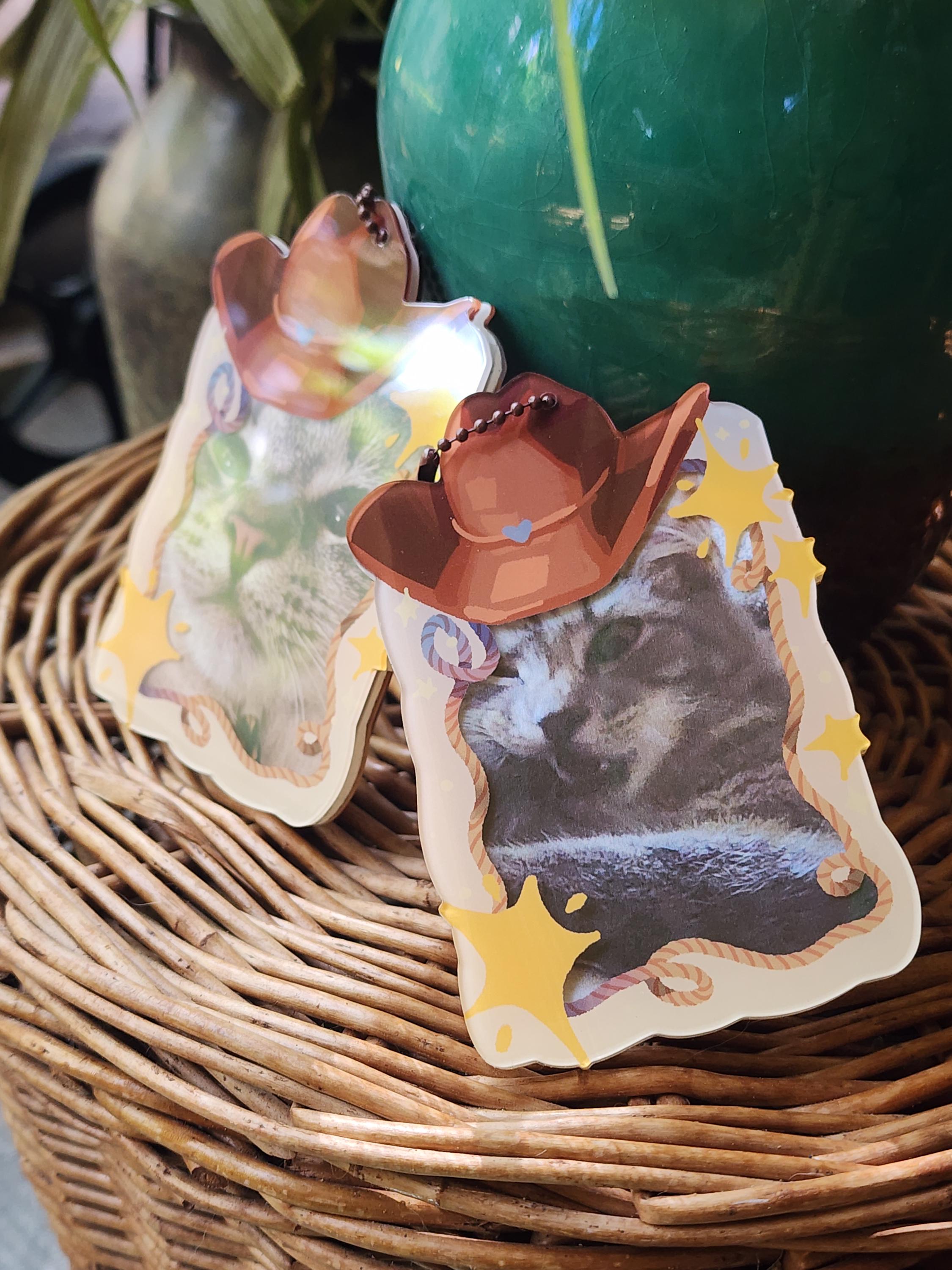 Cowboy Photo Card Holder Keychain Charm